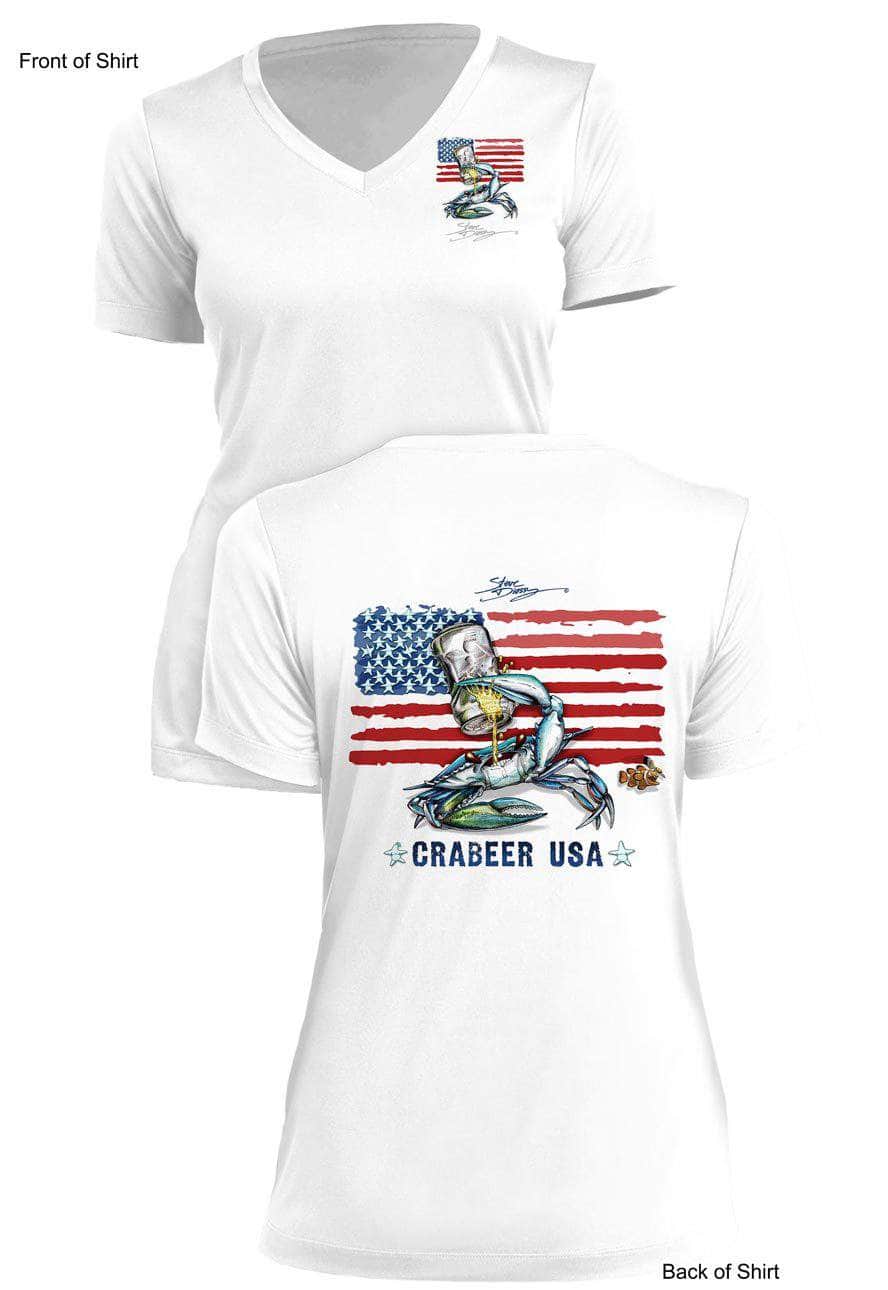 Crabeer USA- Ladies Short Sleeve V-Neck-100% Polyester